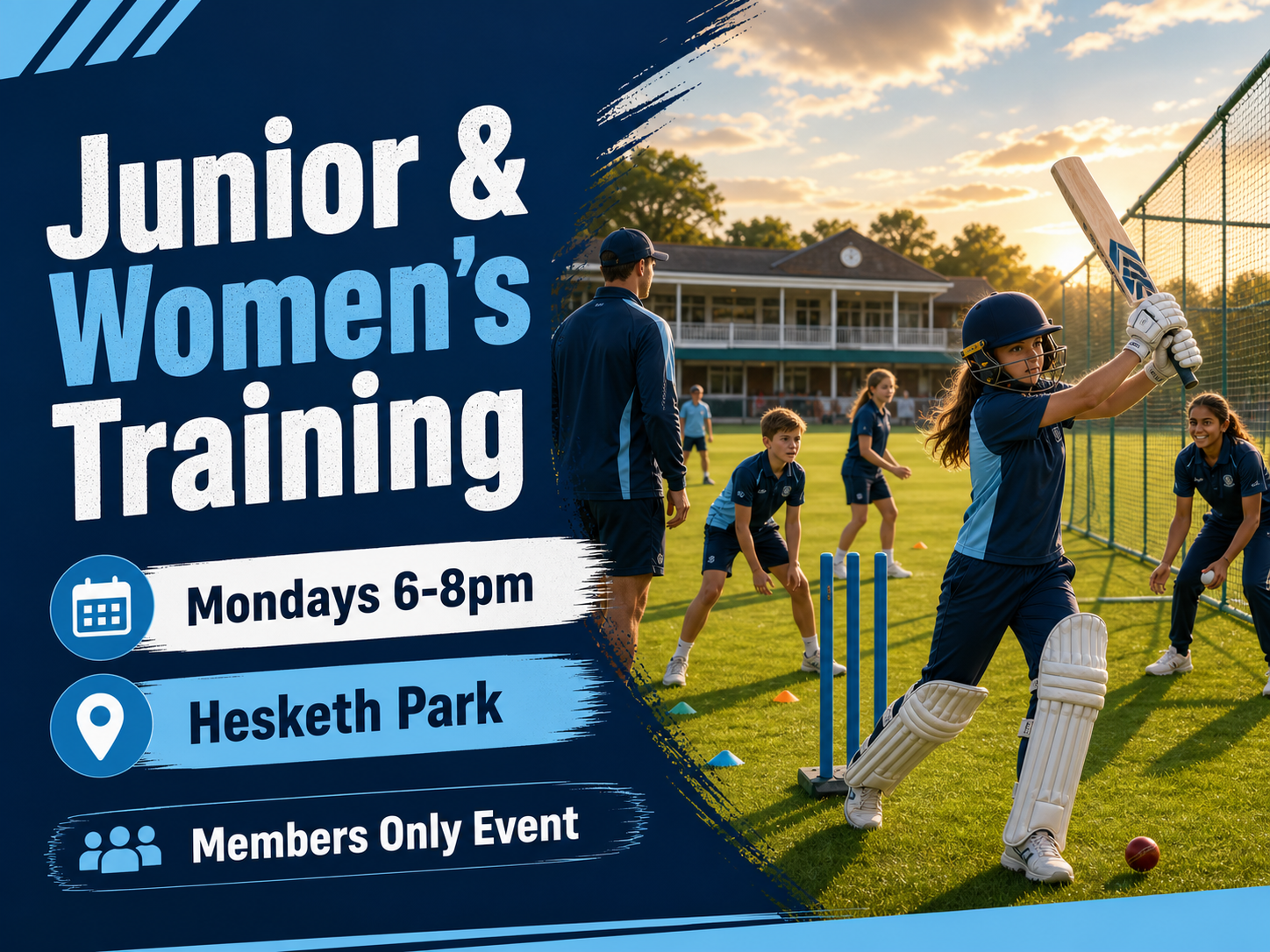 Dartford Cricket Club Junior and Women's Training poster